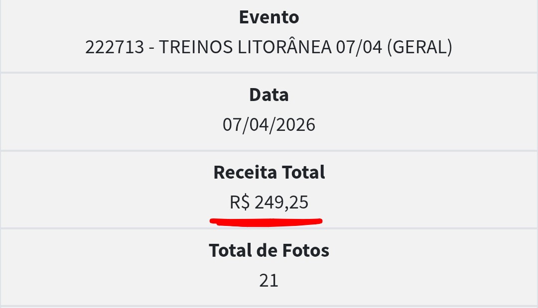 Relatório de vendas de treino simples de corrida